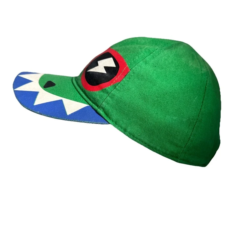 Kids Green Dinosaur Baseball Cap with Sunglasses and Teeth Design